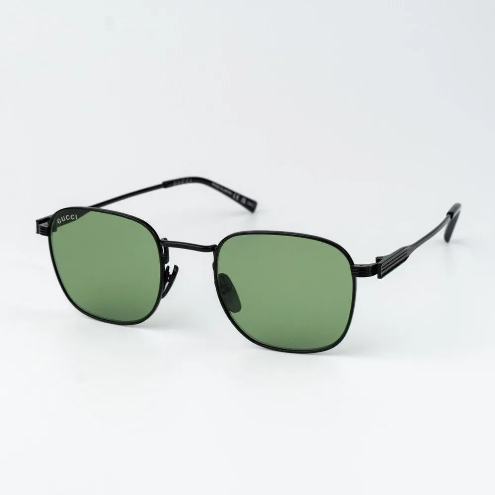 Gucci Men Sunglasses Metal Black Green Square GG1876S 004 NEW AUTHENTIC
